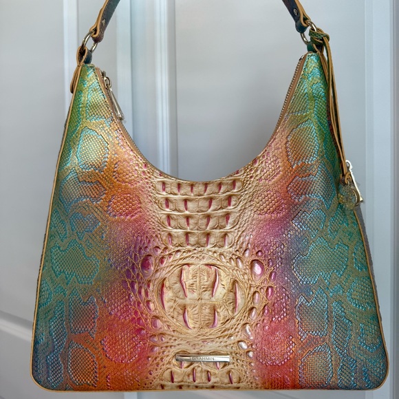 Brahmin Multi Abalone Tabitha Shoulder Bag Tri-Color Cobra Snake Embossed - Picture 9 of 9